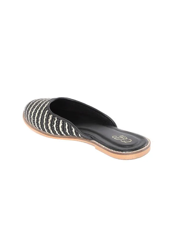 Black & White Block Printed Handcrafted Silp-on Mules