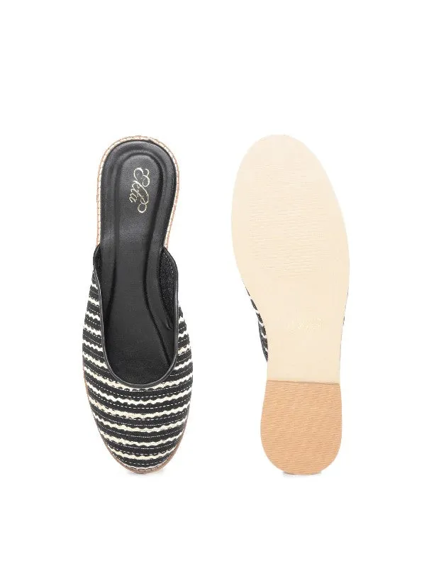 Black & White Block Printed Handcrafted Silp-on Mules