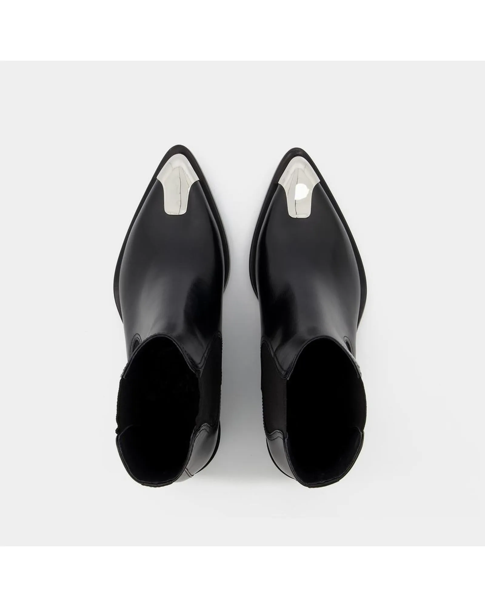 Black/Silver Leather Boxcar Boots