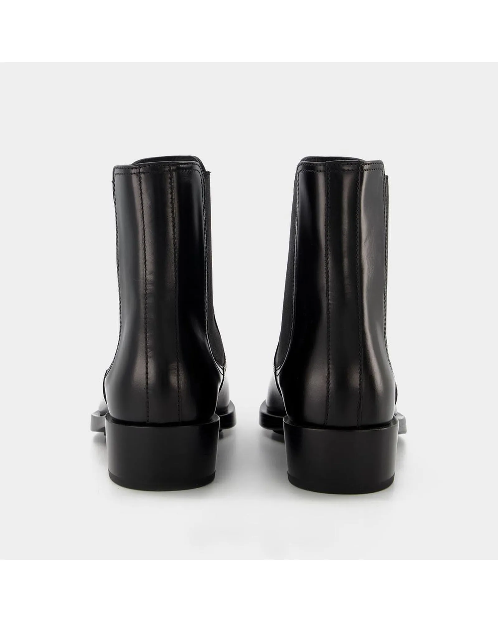 Black/Silver Leather Boxcar Boots