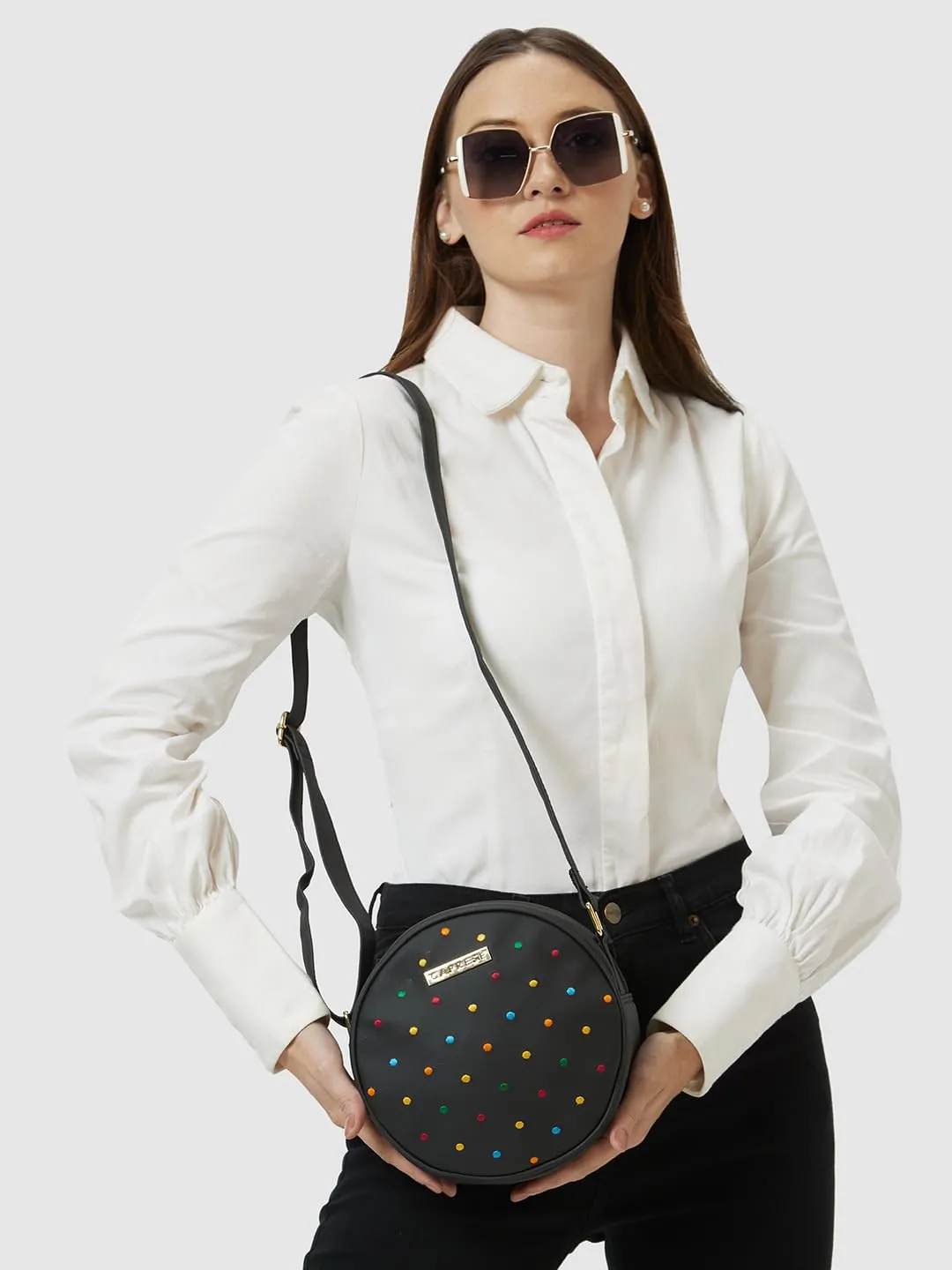 Caprese womens POPSICLE SB Medium BLACK Sling Bag