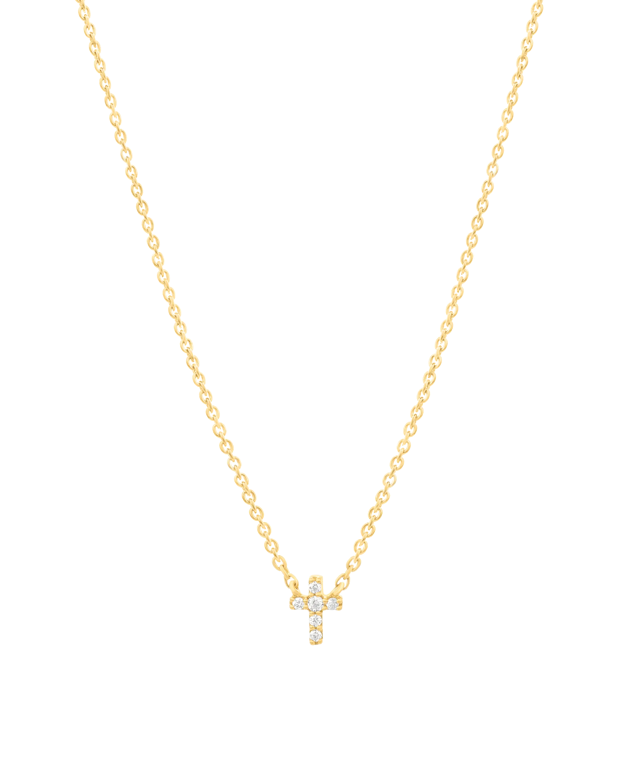 Diamond Cross Necklace - 14K Yellow Gold