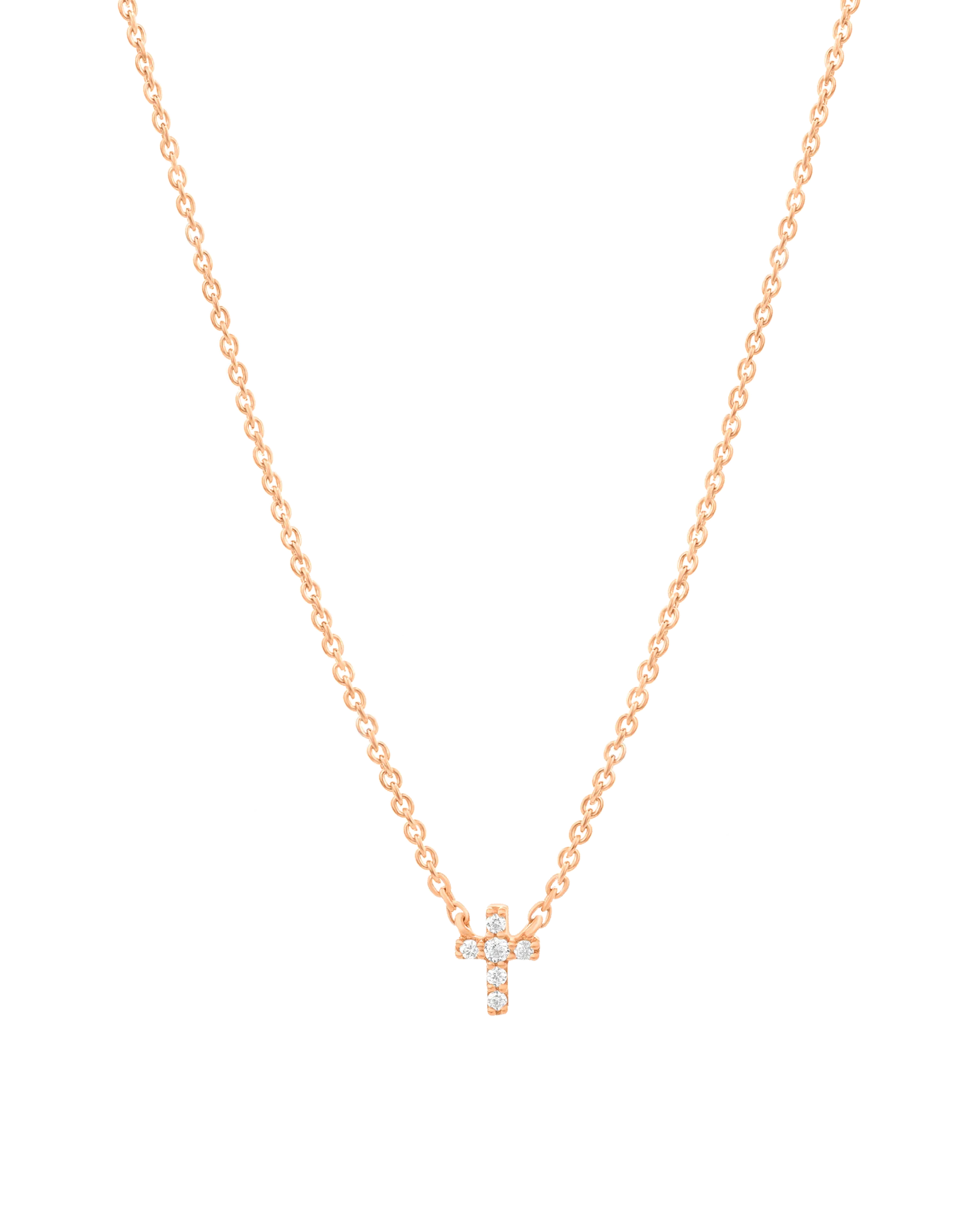 Diamond Cross Necklace - 14K Yellow Gold