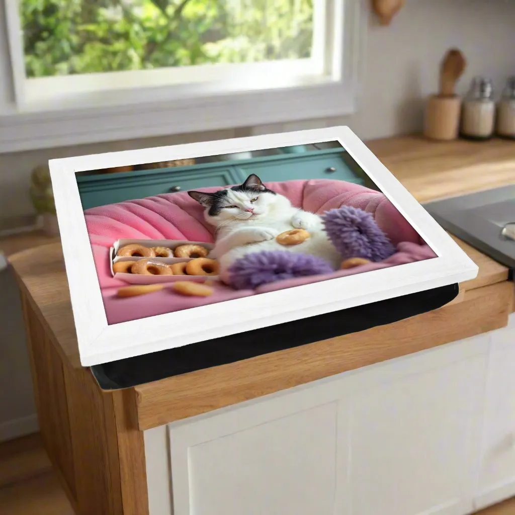 Donuts Cat Cushioned Lap Tray