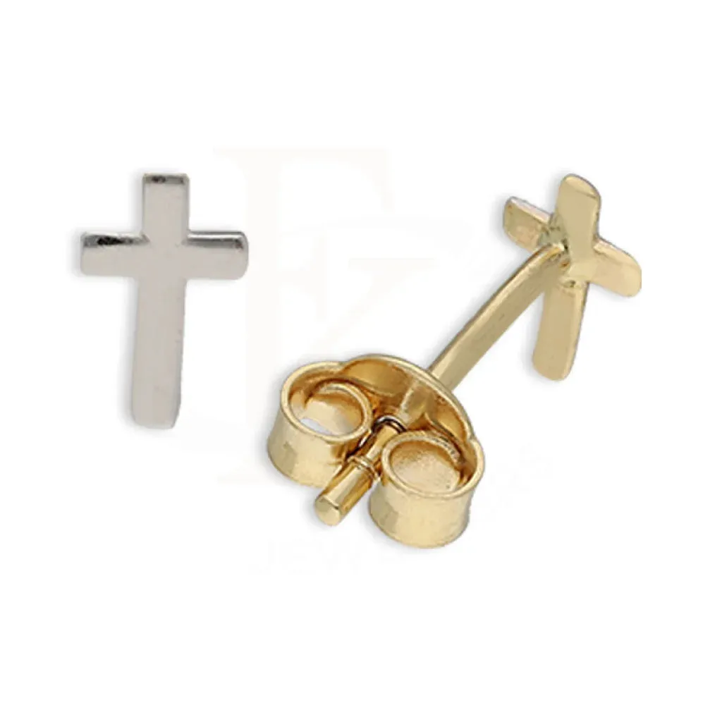 Dual Tone Gold Cross Stud Earrings 18KT - FKJERN18K5547