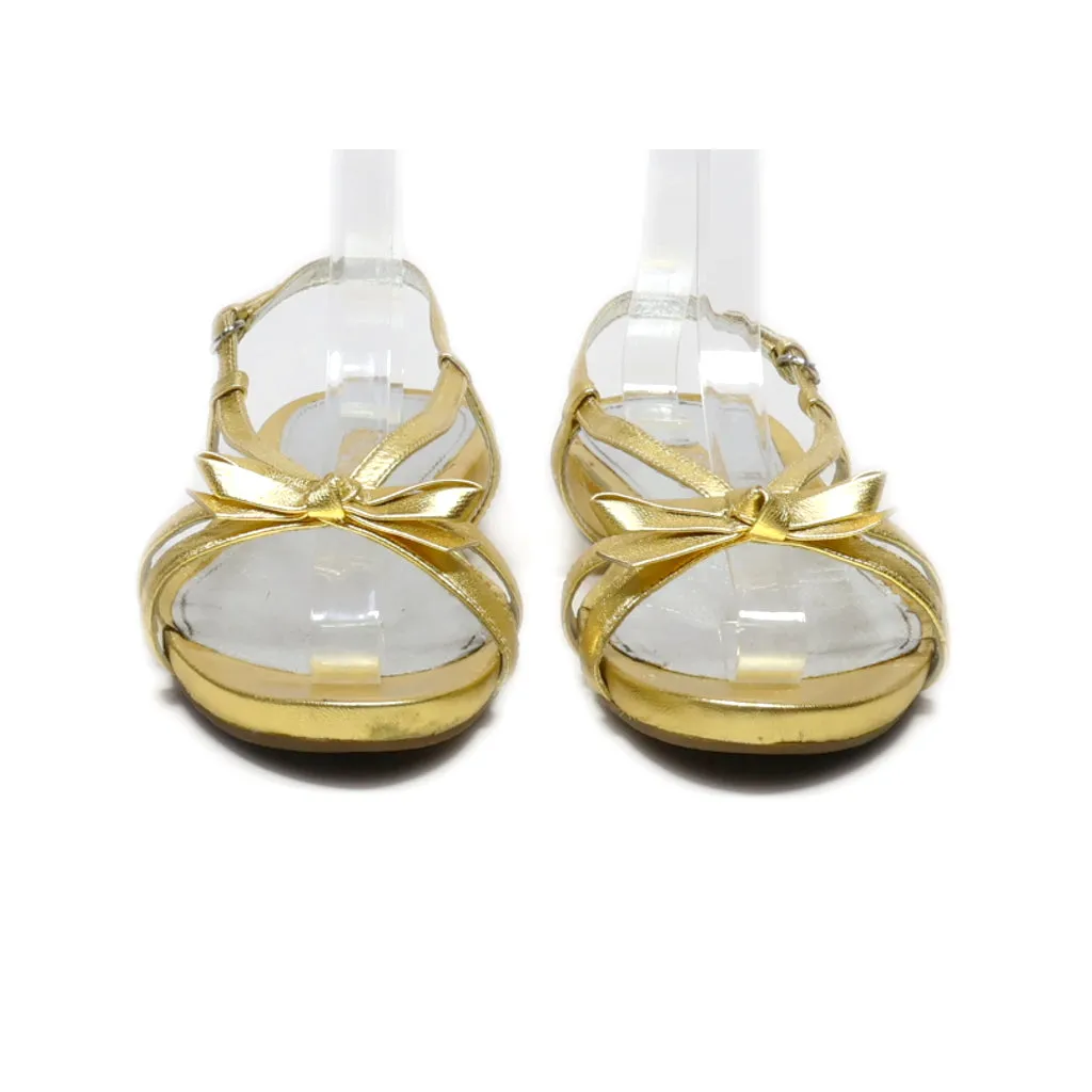 Ecco Flat Sandals Leather Gold Colour For Women