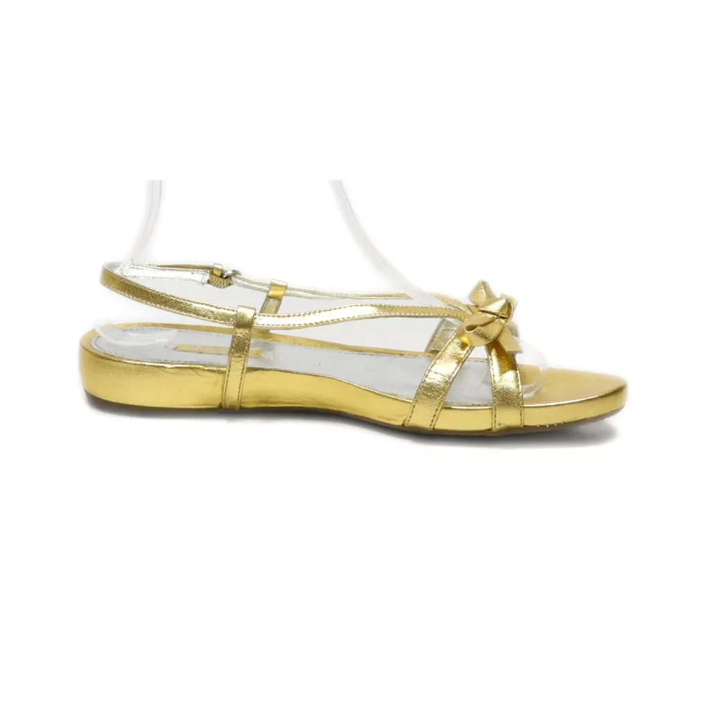 Ecco Flat Sandals Leather Gold Colour For Women