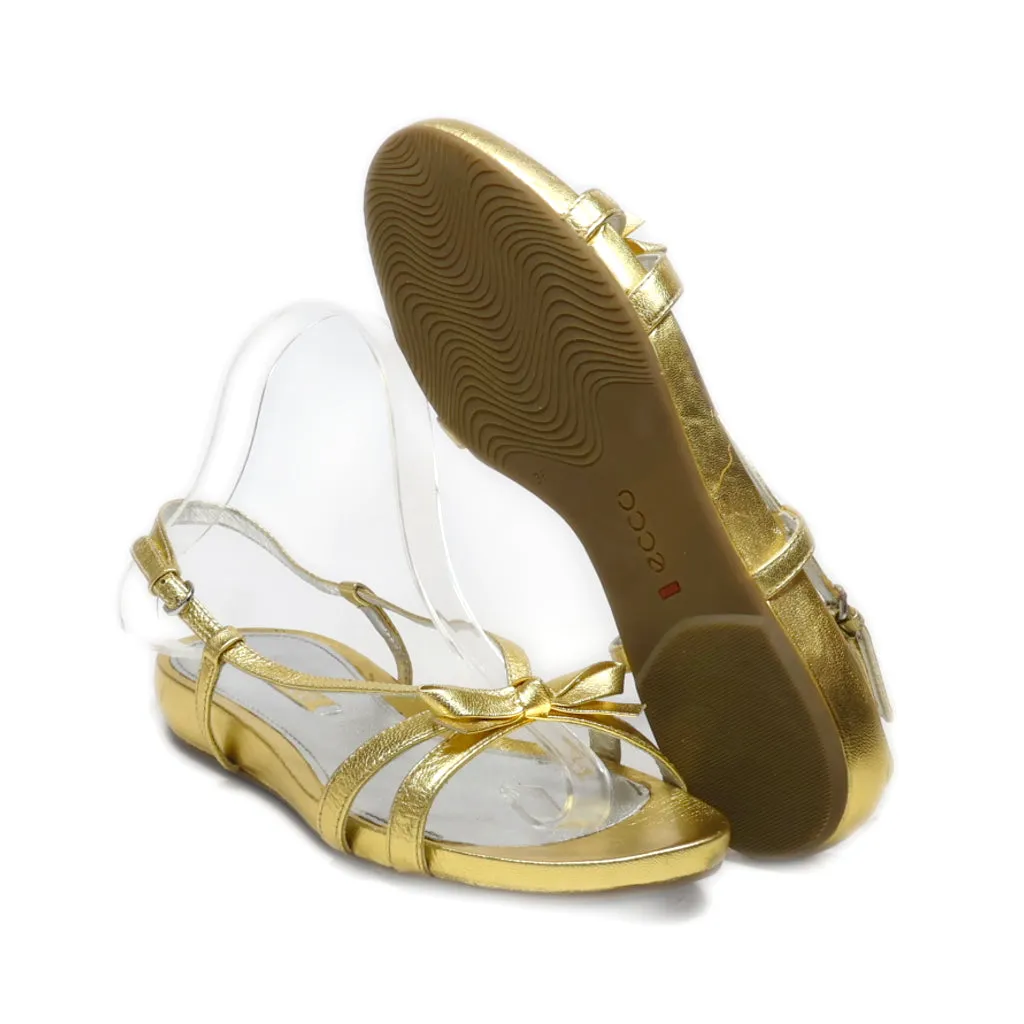 Ecco Flat Sandals Leather Gold Colour For Women