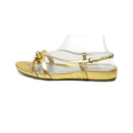 Ecco Flat Sandals Leather Gold Colour For Women
