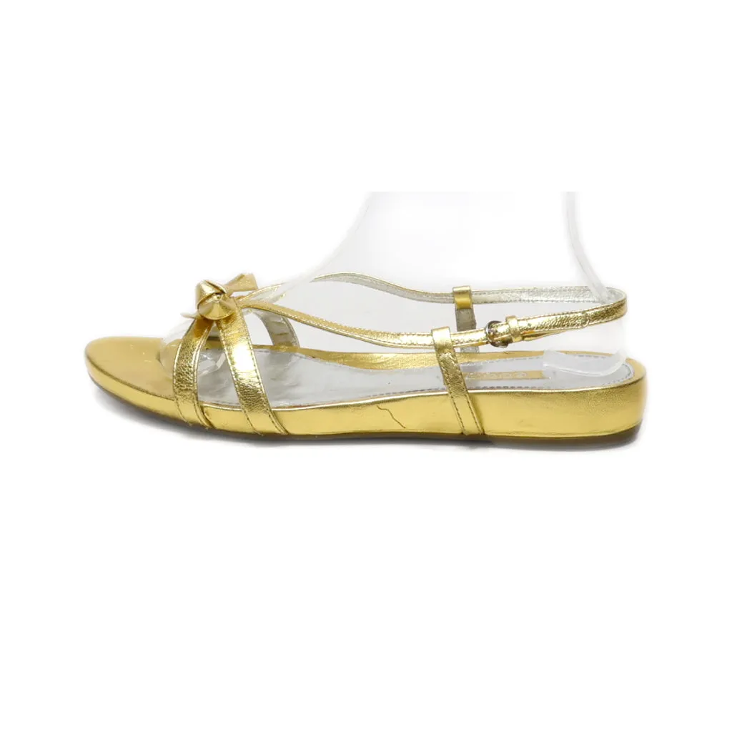 Ecco Flat Sandals Leather Gold Colour For Women