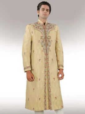 Ehan Cream Front Opening Designer Sherwani