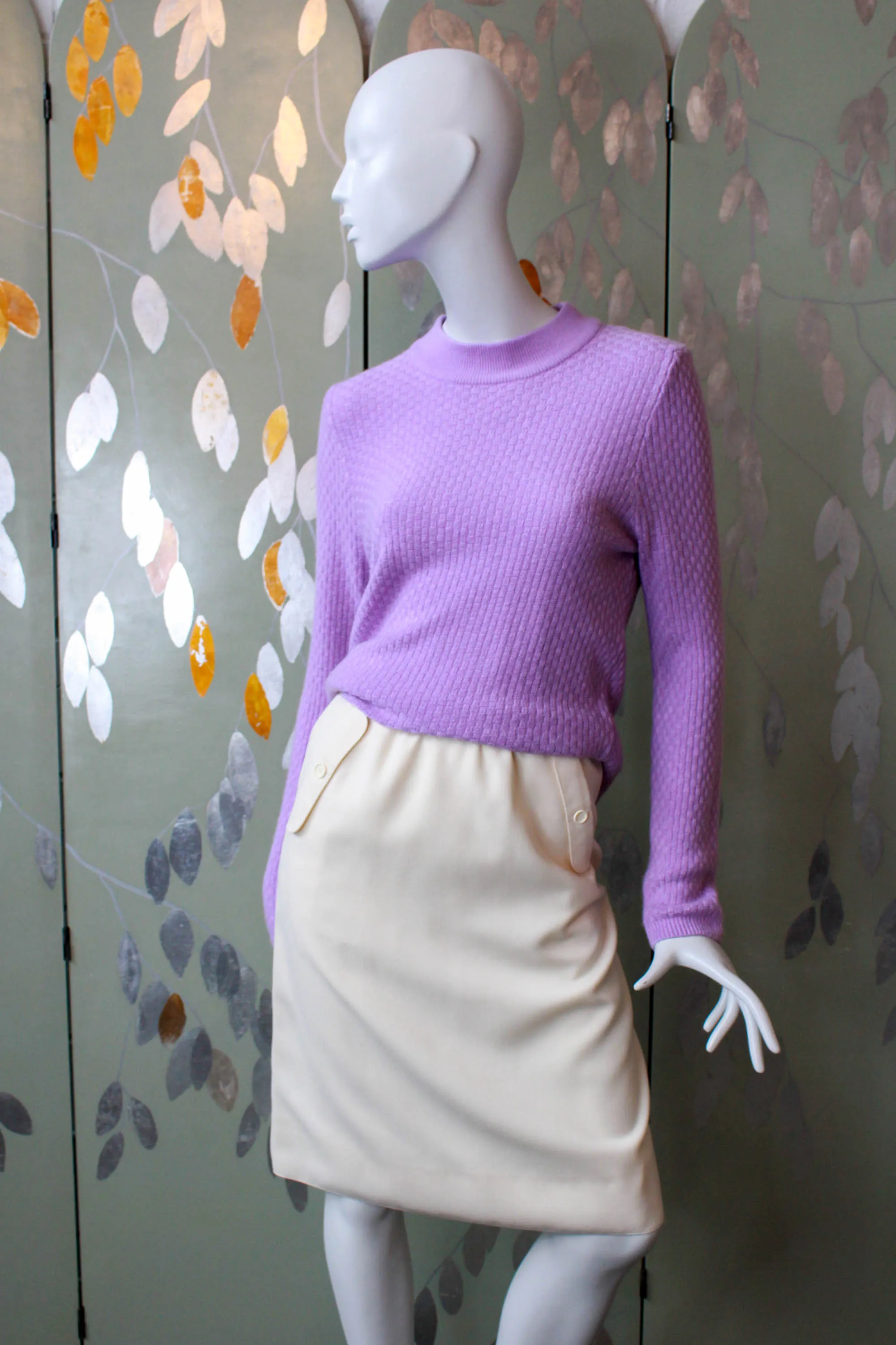 Lilac Cashmere Knit Sweater, Small