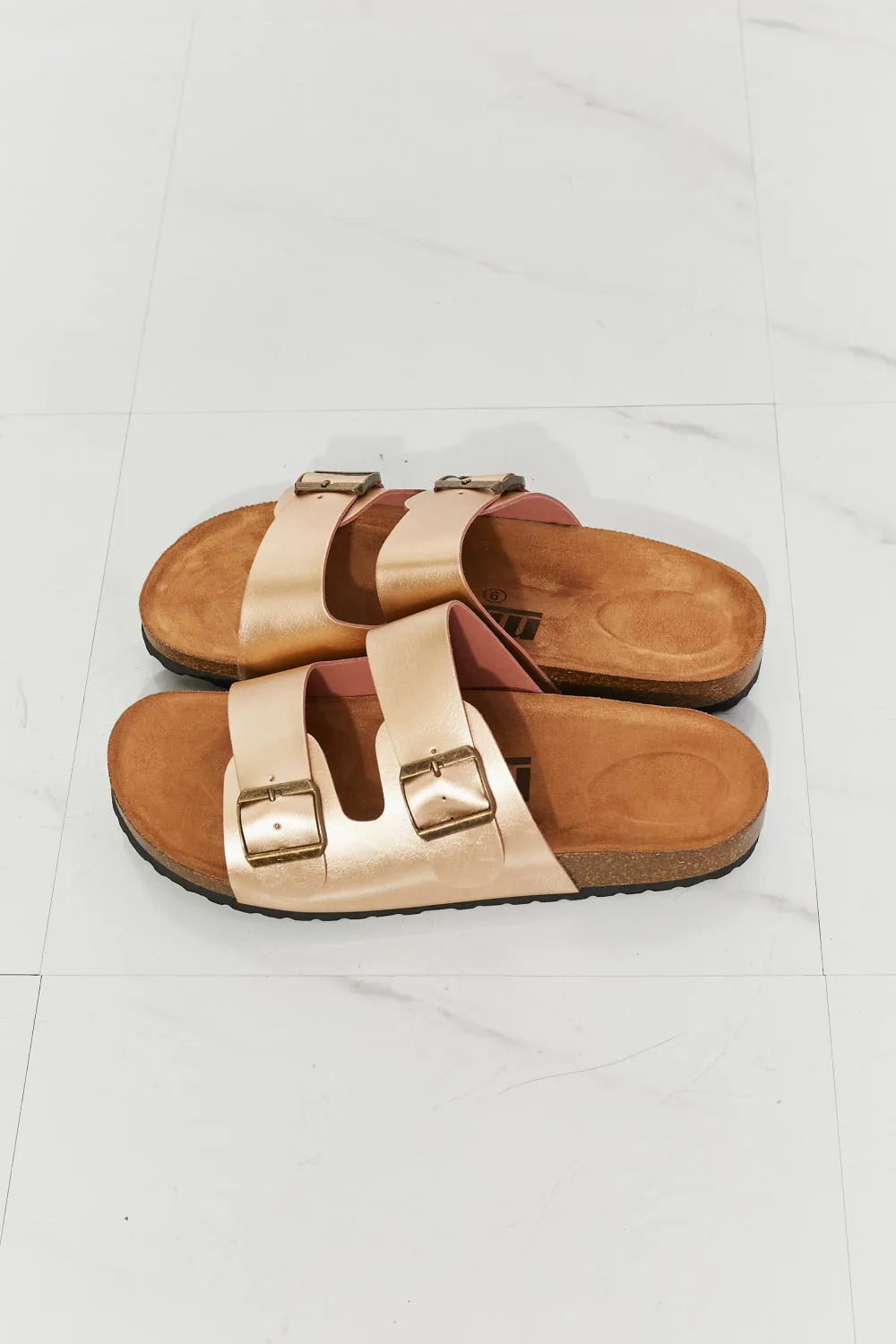 MMShoes Best Life Double-Banded Slide Sandal in Gold - Ships from The US
