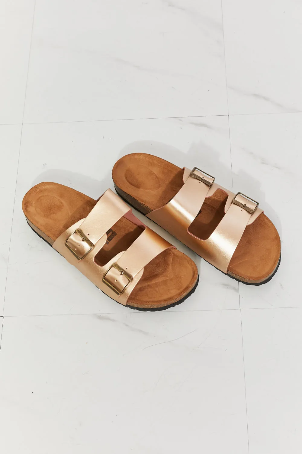 MMShoes Best Life Double-Banded Slide Sandal in Gold - Ships from The US