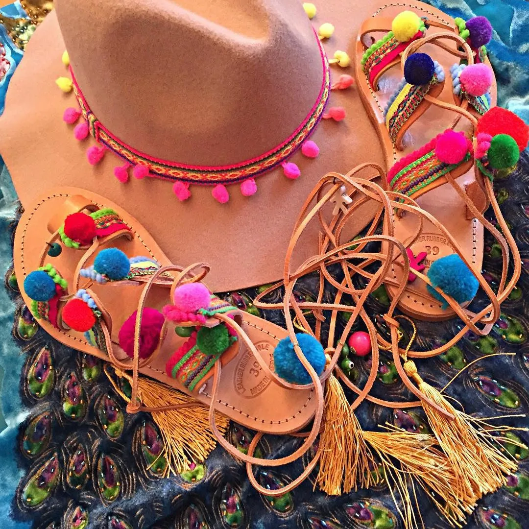 Mykonos Pom Pom Gladiator Sandal