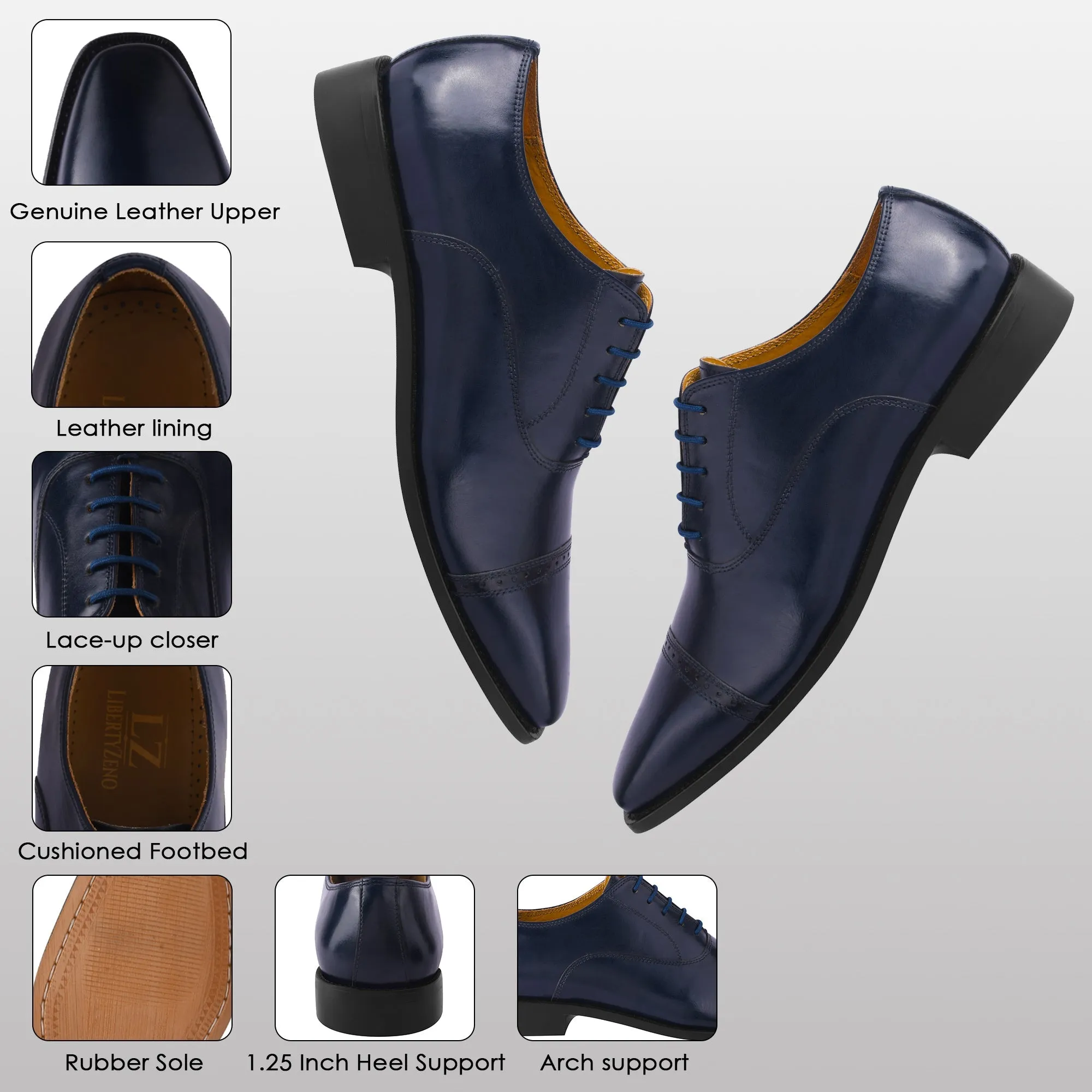 Oscar Mens Leather Lace up Oxford Designer Dress Shoes