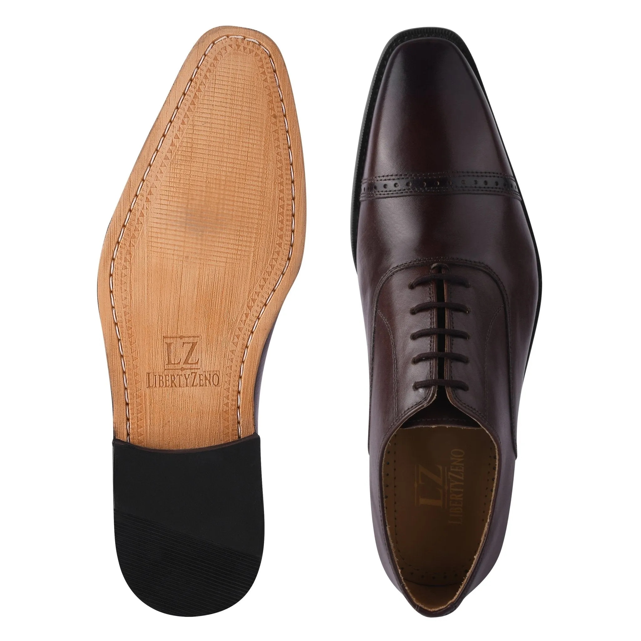 Oscar Mens Leather Lace up Oxford Designer Dress Shoes