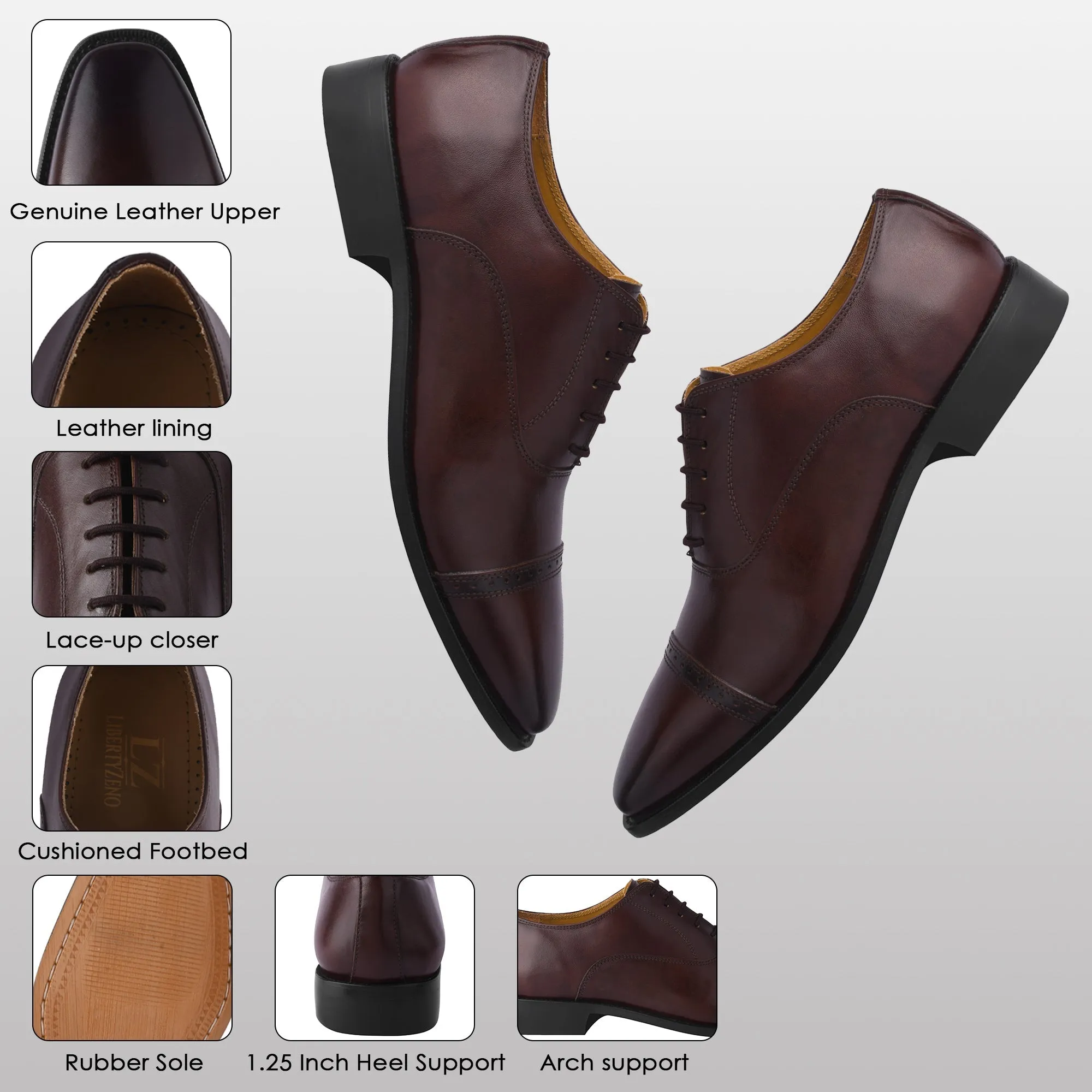 Oscar Mens Leather Lace up Oxford Designer Dress Shoes