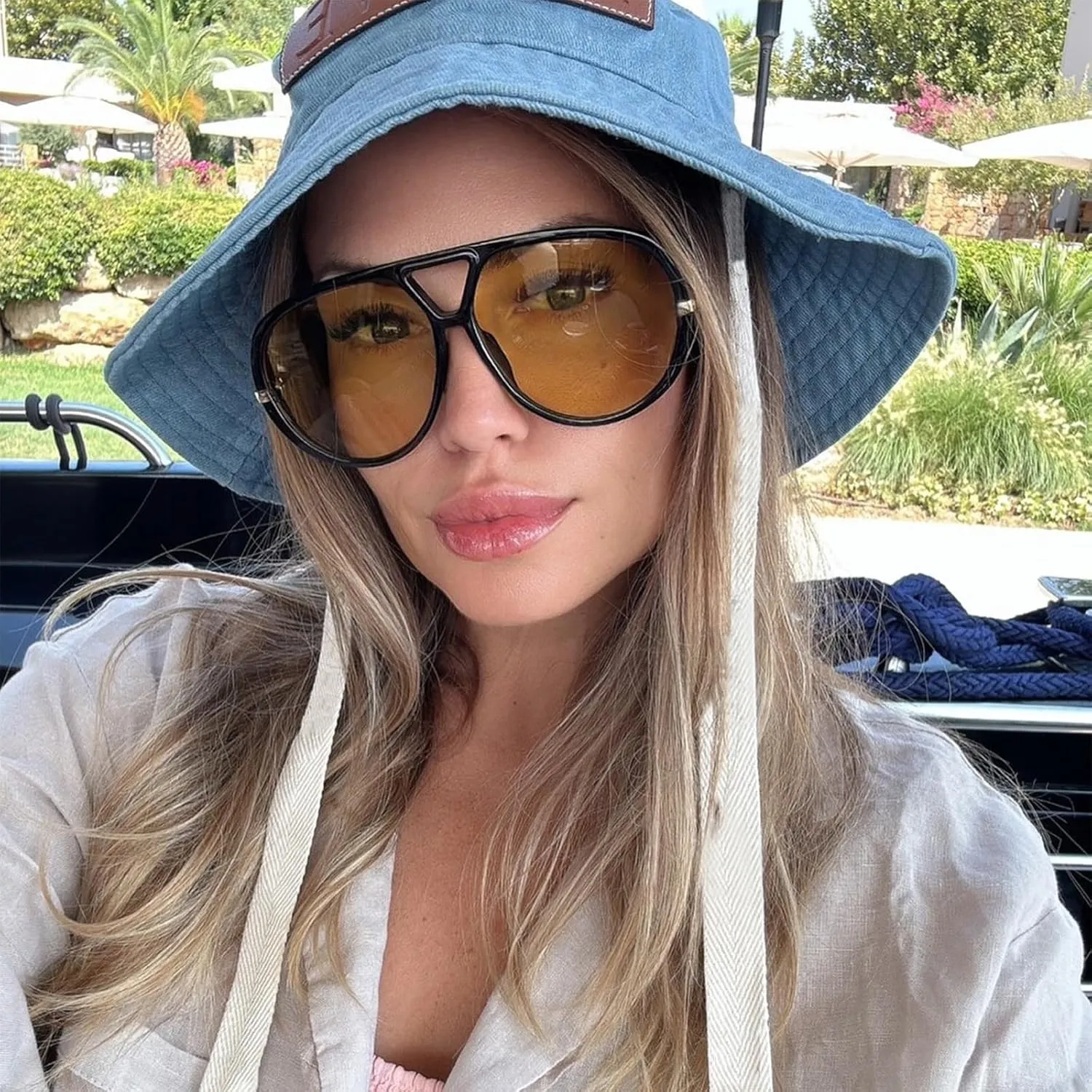 Oversized Aviator Sunglasses with Earring for Women Large Big UV400 Protection Designer 2025 Ladies Shades
