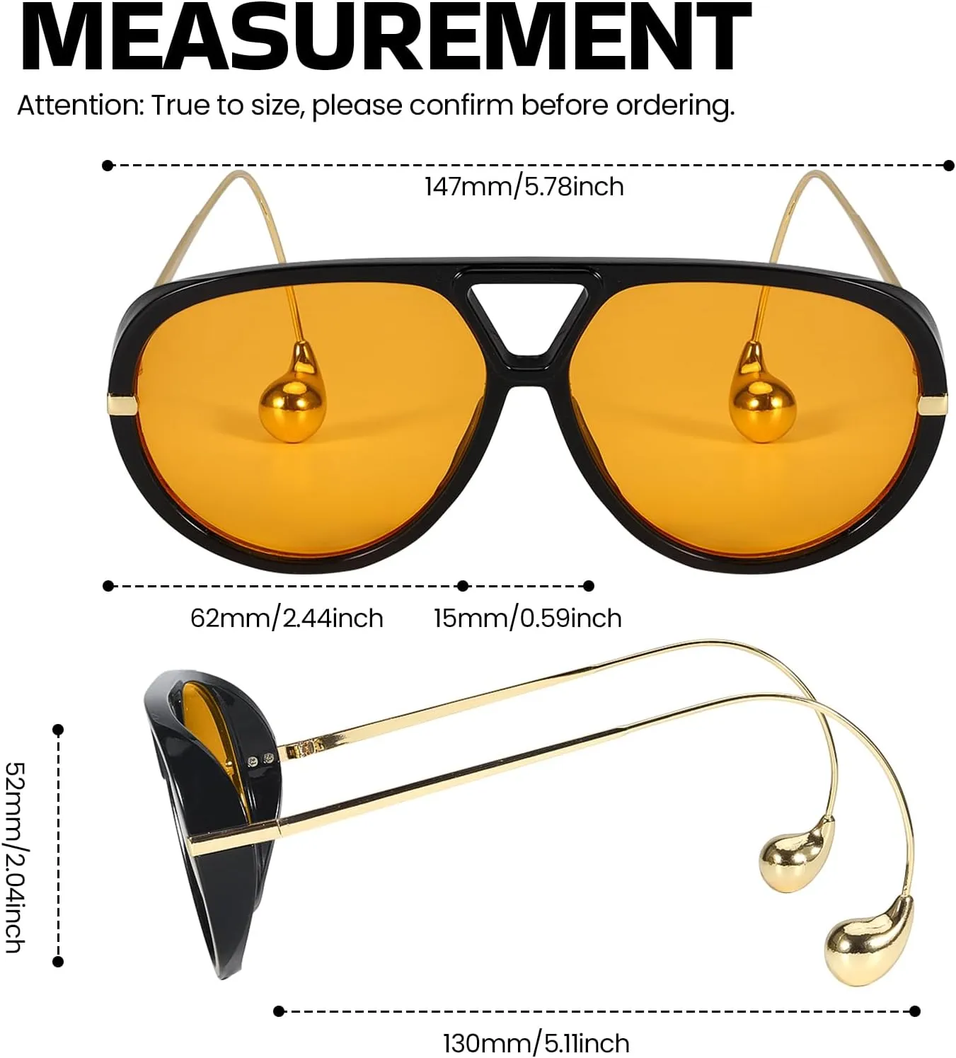 Oversized Aviator Sunglasses with Earring for Women Large Big UV400 Protection Designer 2025 Ladies Shades