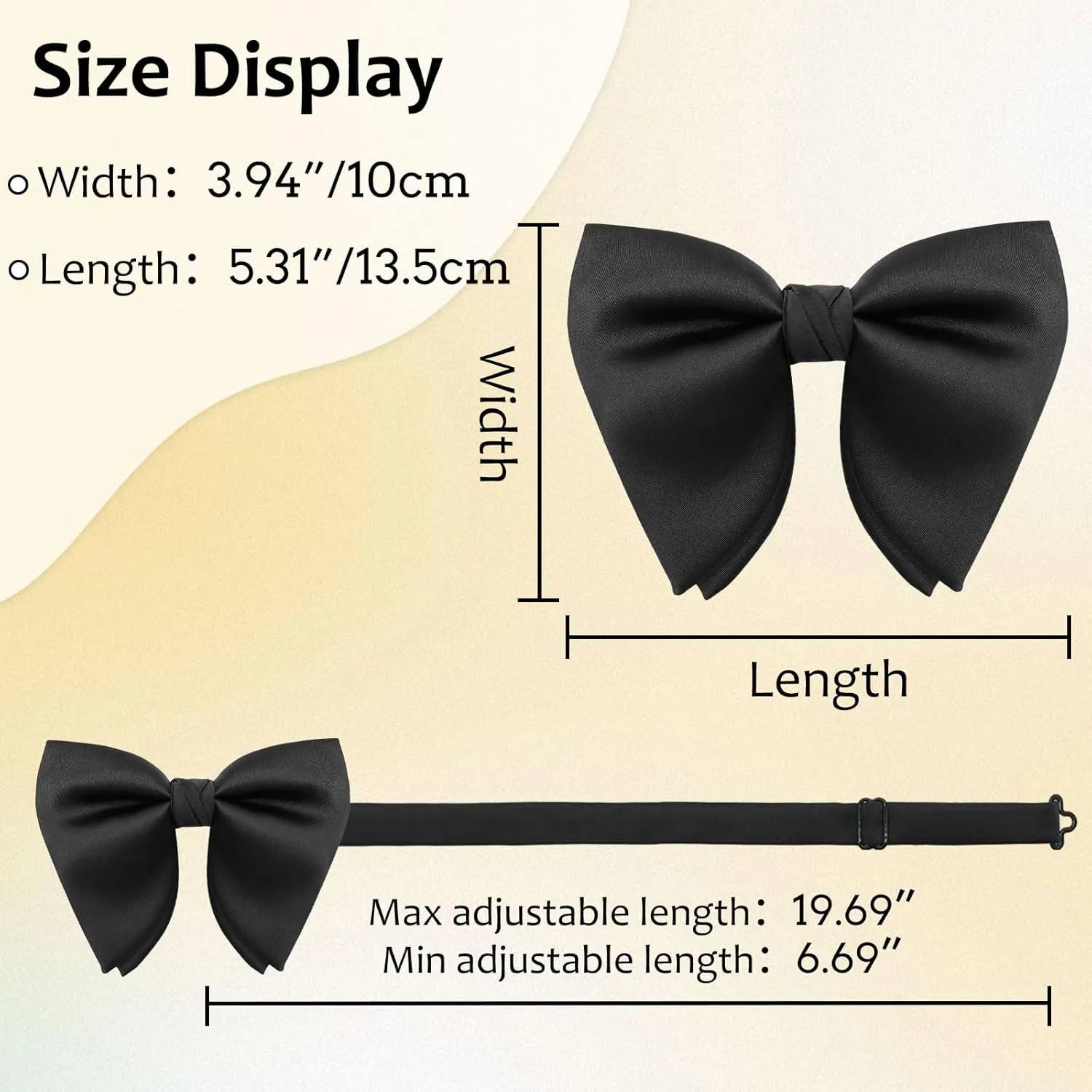 Oversized Bow Ties for Men, Adjustable Pre Tied Mens Bow Tie, Tuxedo Bowties Men for Wedding Party Graduation Proms