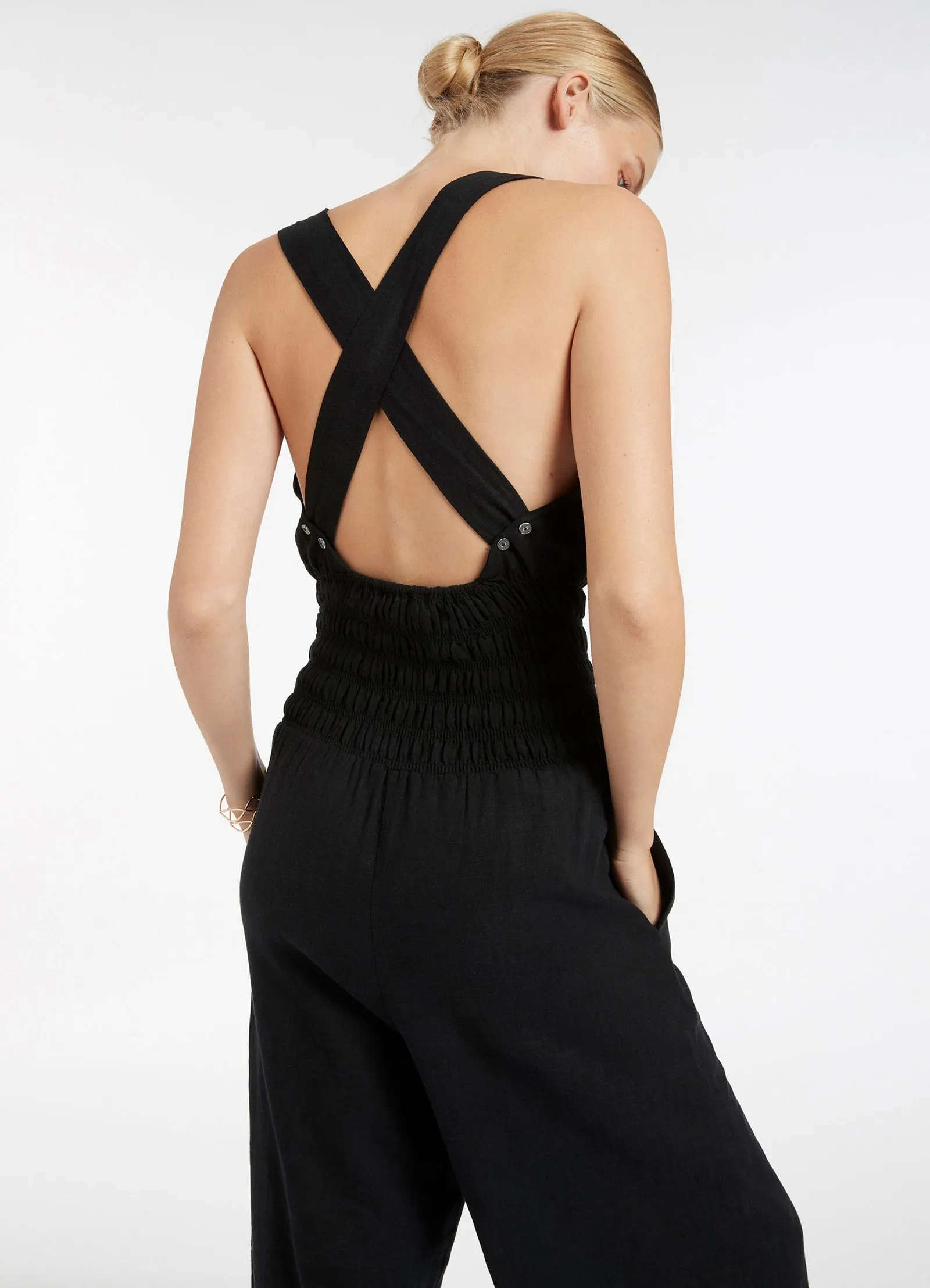 Palmas Shirred Jumpsuit - Black