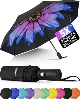 Seniny Windproof Travel Umbrella, Automatic Umbrellas for Rain, Portable & Compact Umbrellas for Backpack, Strong UV for Protection, Folding Small Sun Umbrella for Car, Walking