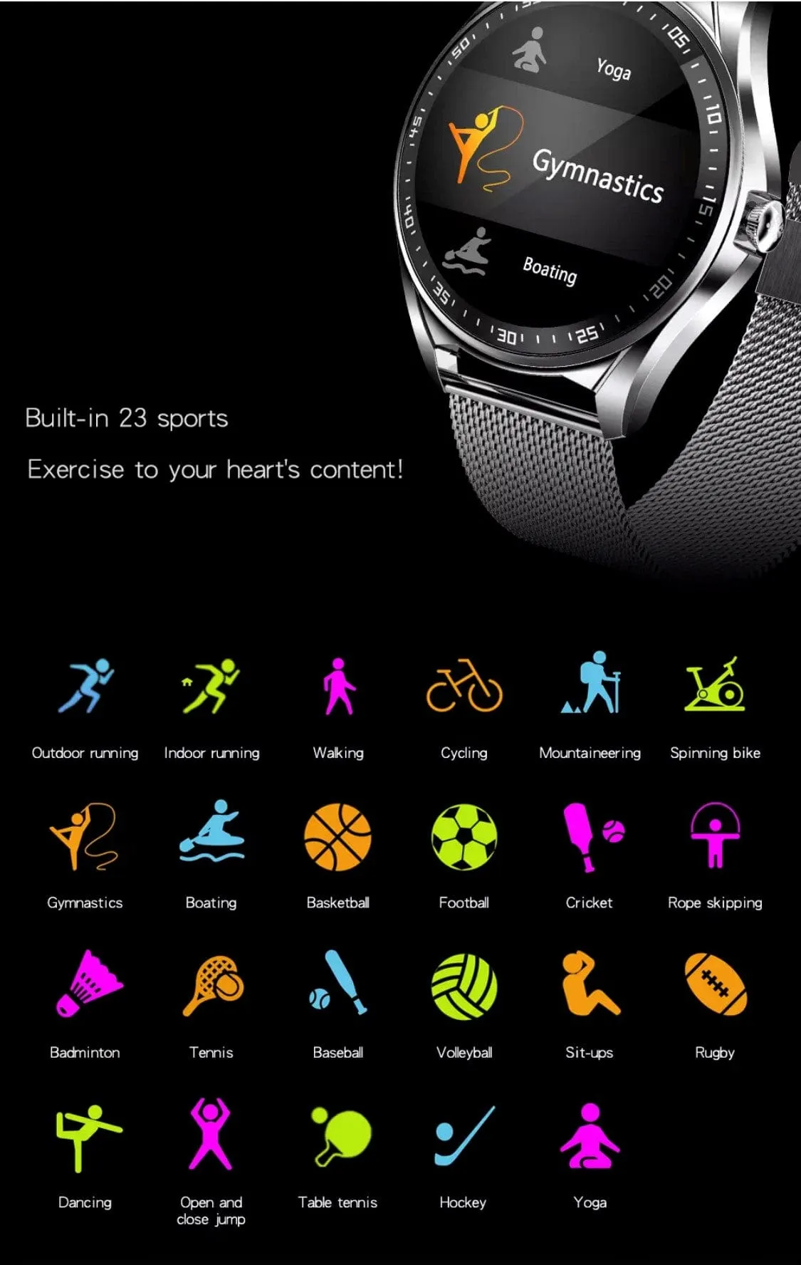 SMARTOBY High End Business Black Leather & Black Silicone strap