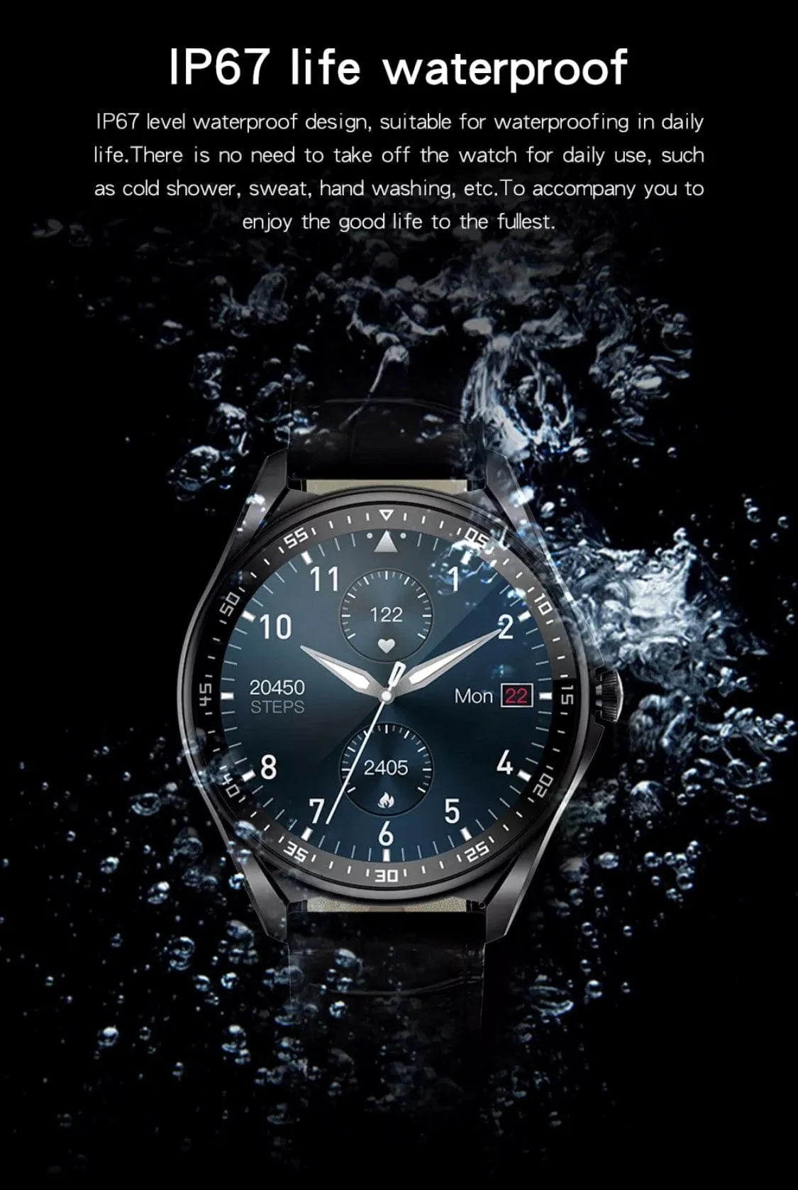 SMARTOBY High End Business Black Leather & Black Silicone strap