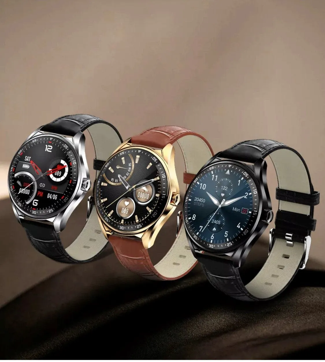SMARTOBY High End Business Black Leather & Black Silicone strap