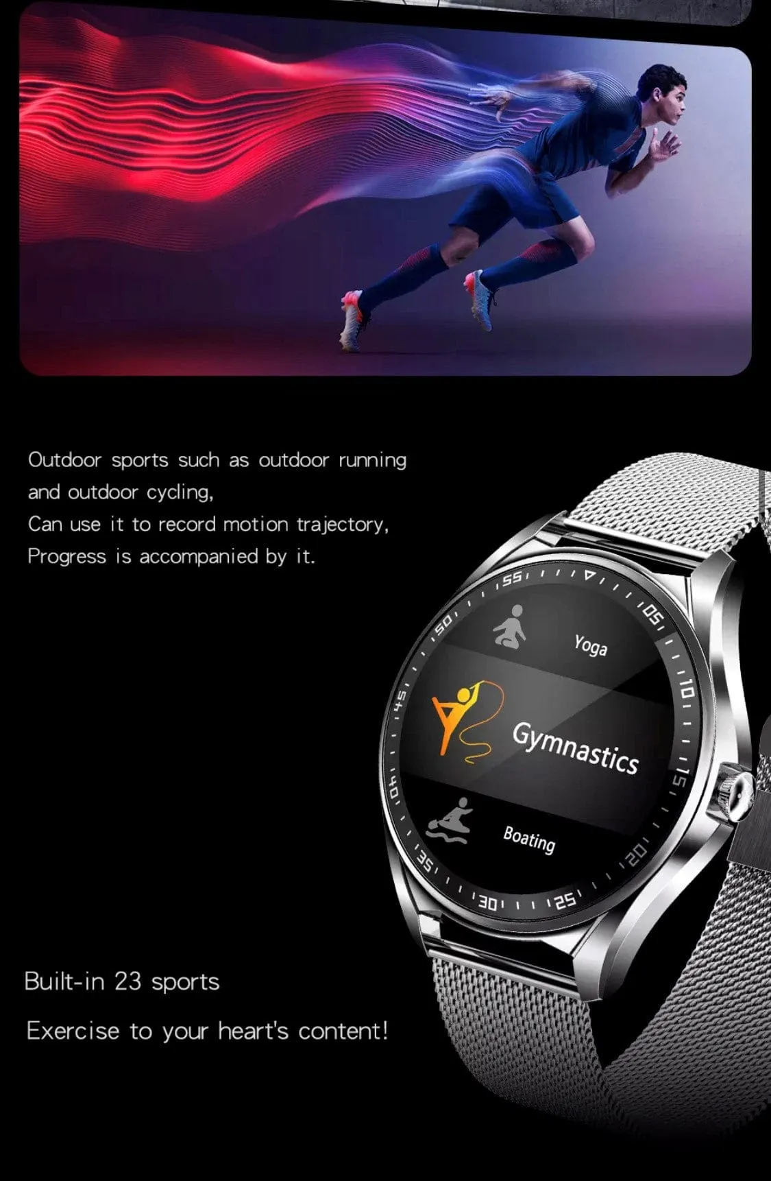 SMARTOBY High End Business Black Leather & Black Silicone strap