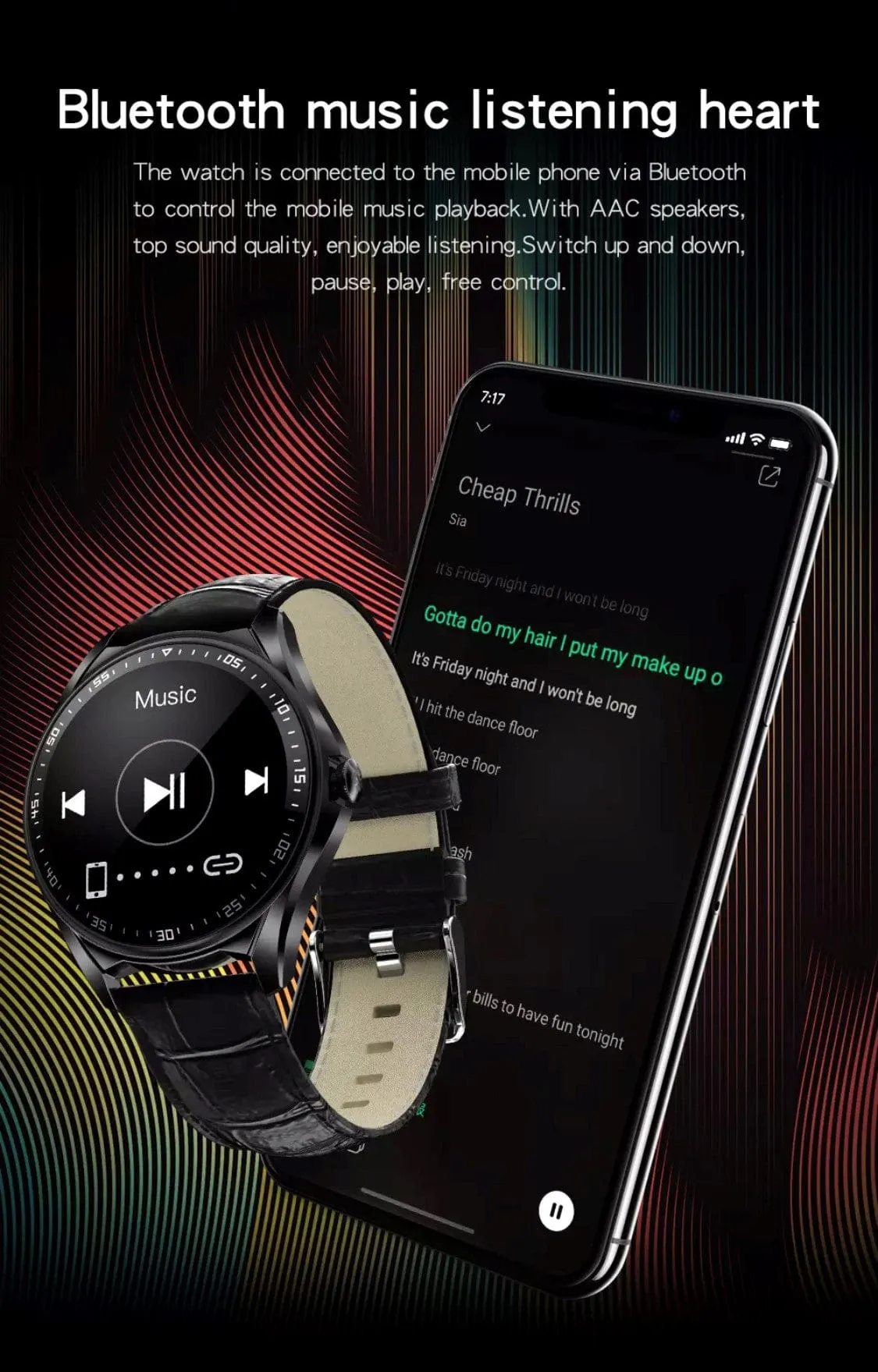 SMARTOBY High End Business Black Leather & Black Silicone strap