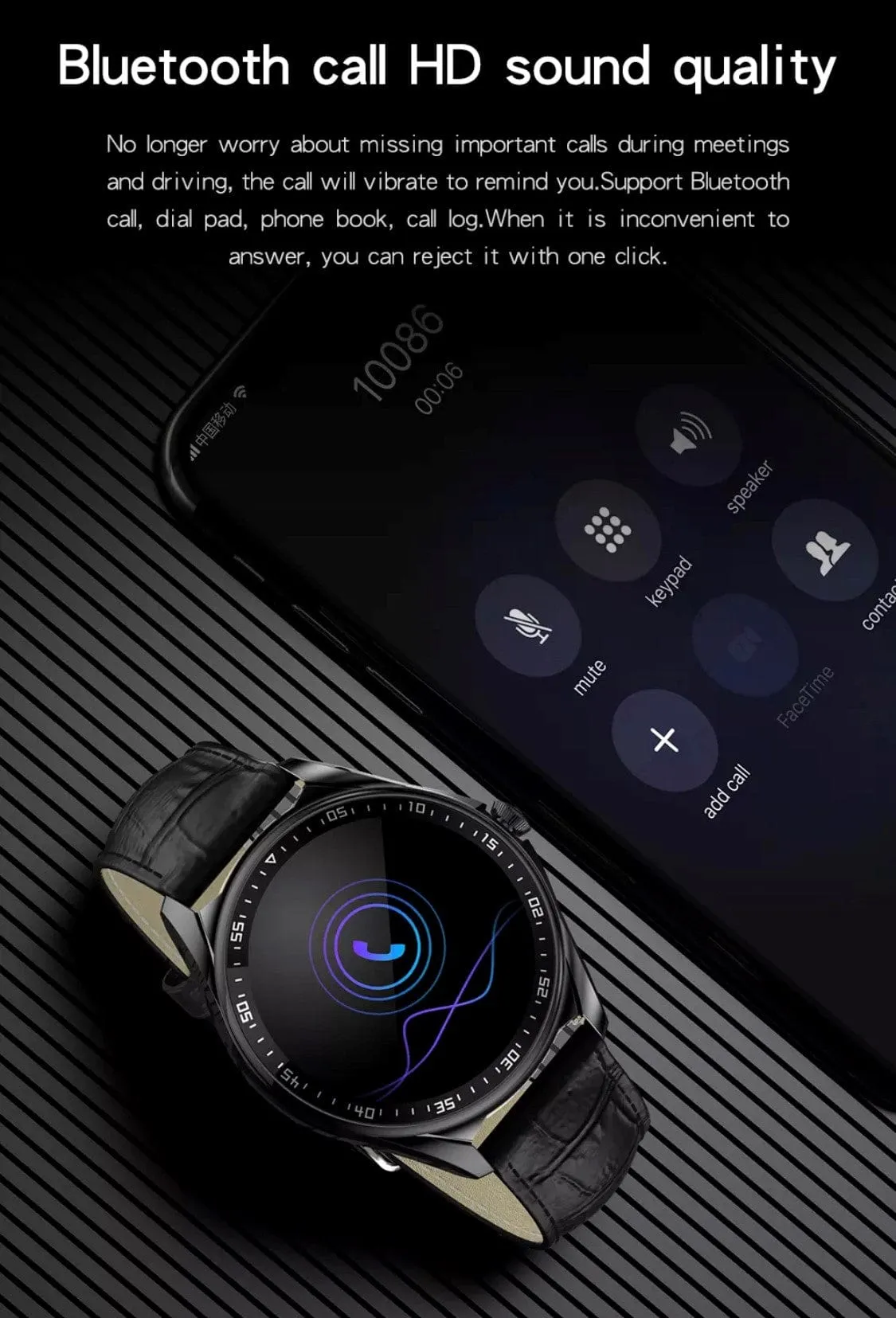 SMARTOBY High End Business Black Leather & Black Silicone strap