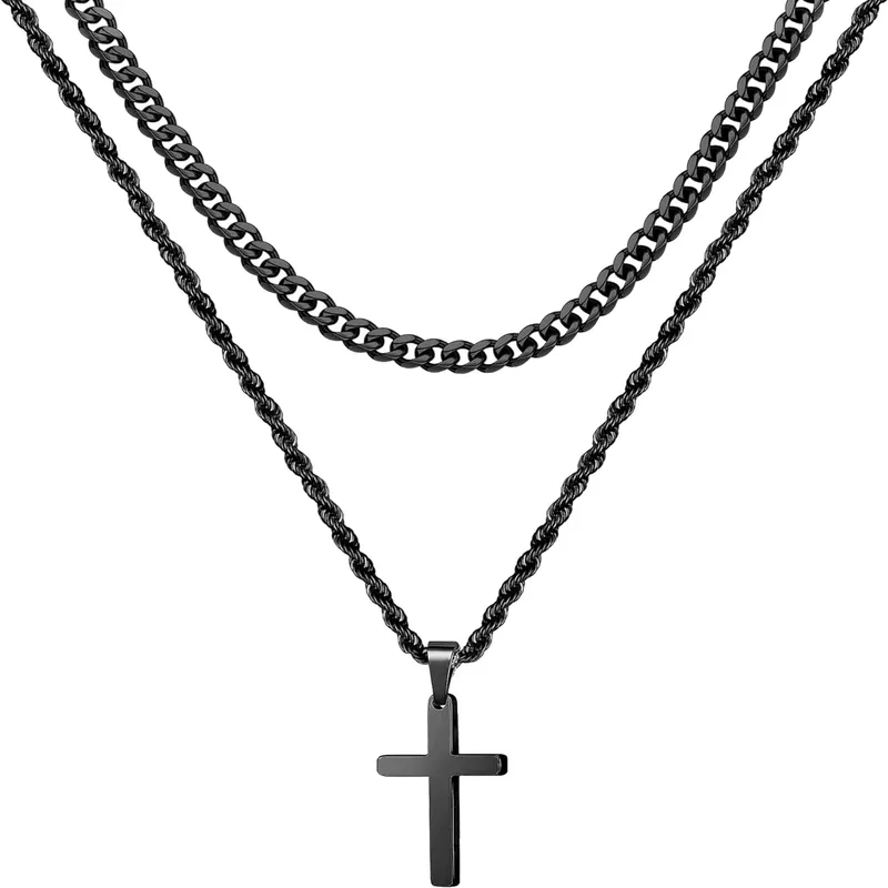 Stainless Steel Cross Pendant Necklace for Men