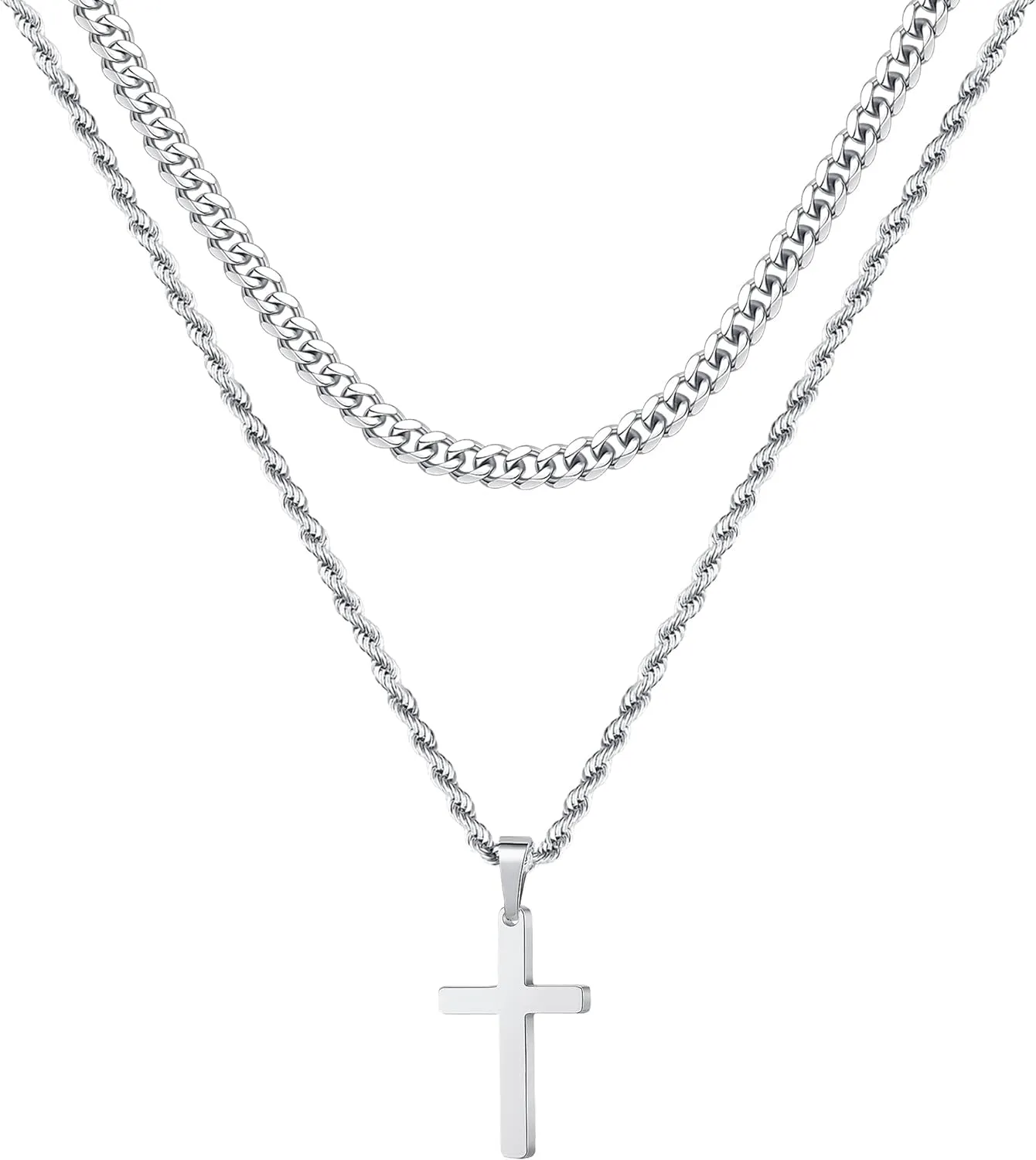 Stainless Steel Cross Pendant Necklace for Men