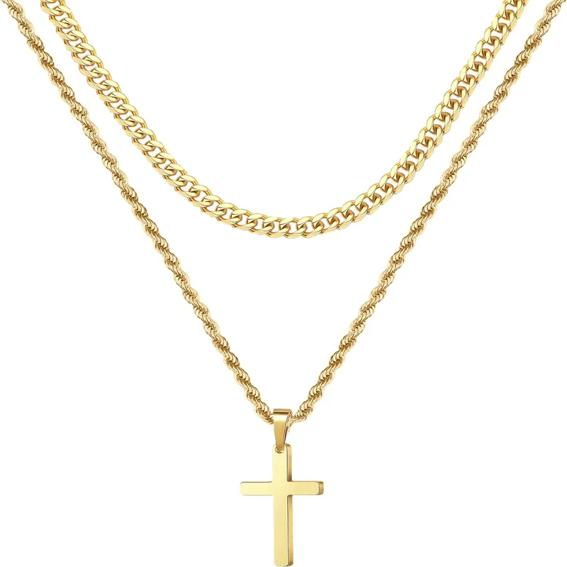 Stainless Steel Cross Pendant Necklace for Men