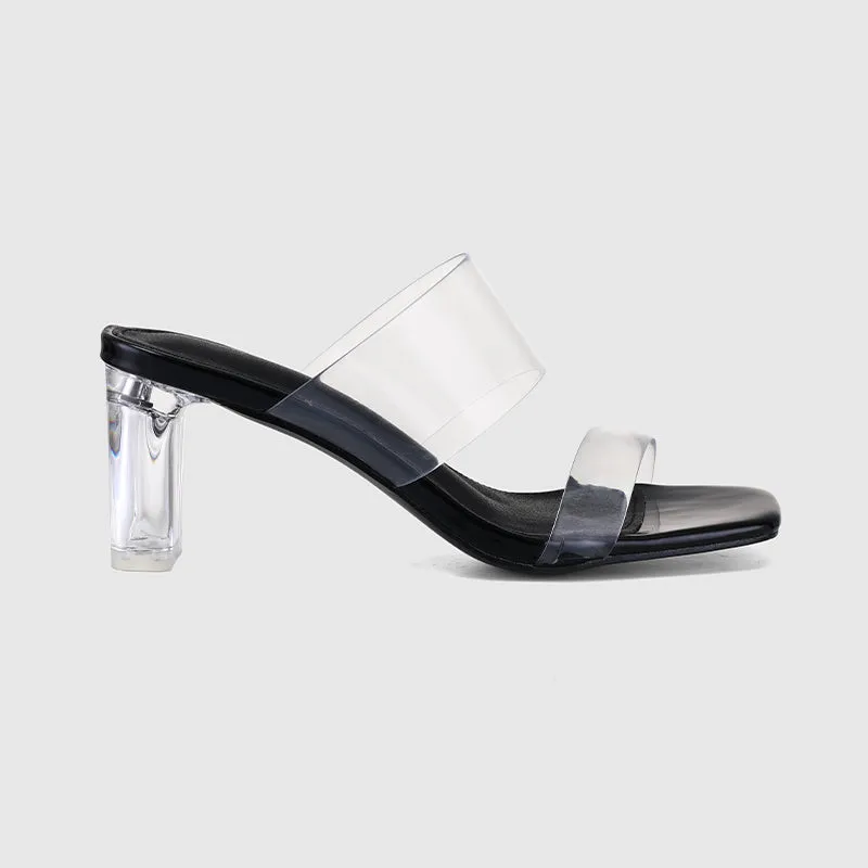 Thick Heel Square Hollow Sandals
