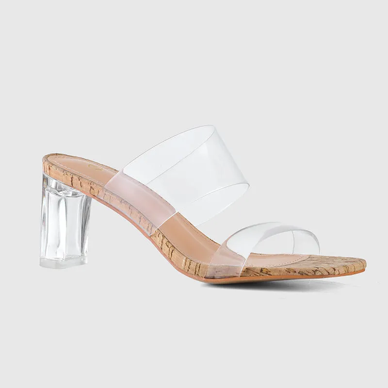 Thick Heel Square Hollow Sandals