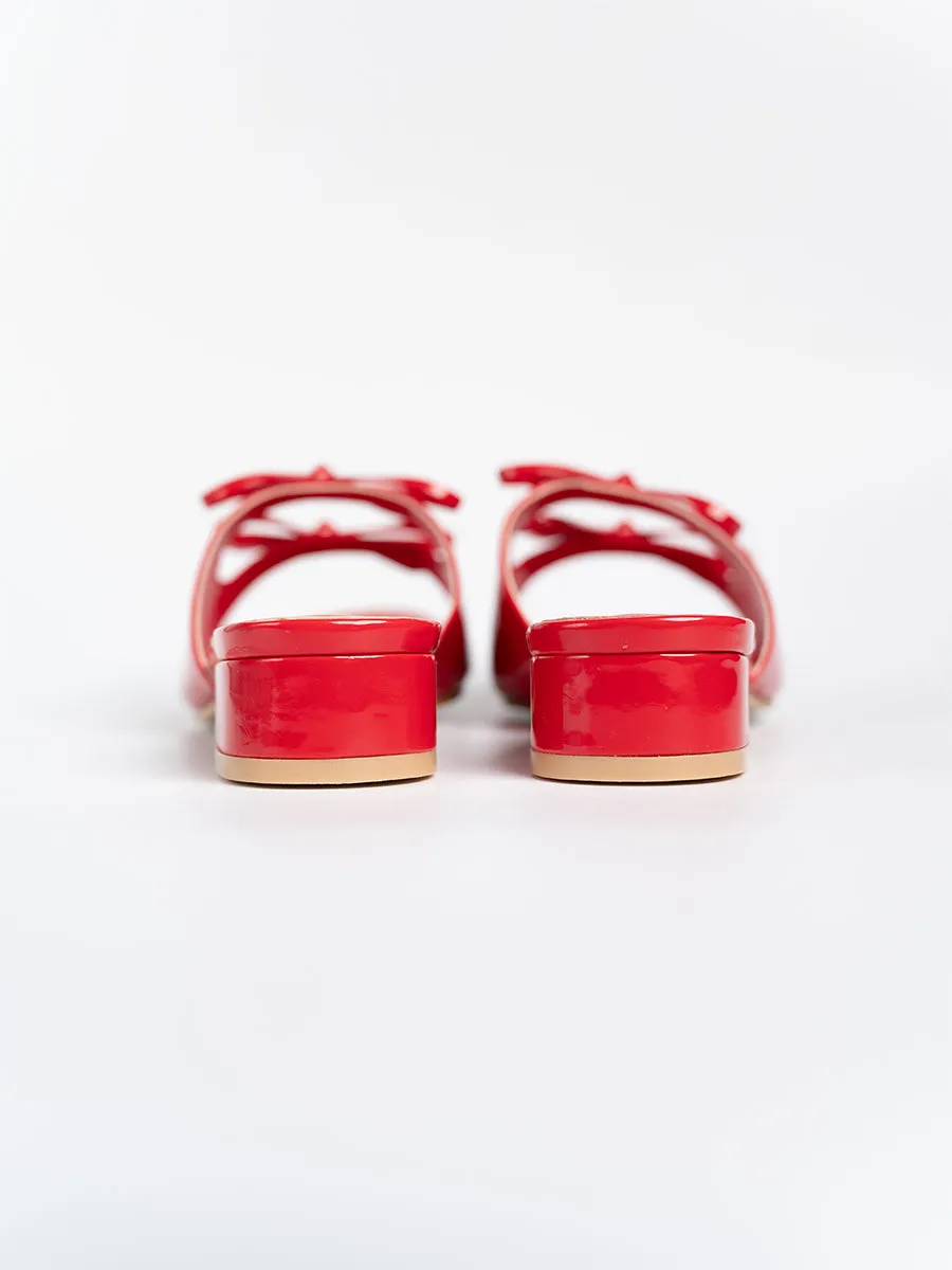 Valeria Glossy Ribbon Mules