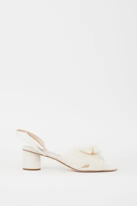 White Pleated Dahlia Heeled Sandal